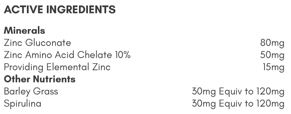 NUTRIGREEN ZINC COMPLEX - Nutrigreen | Energize Health